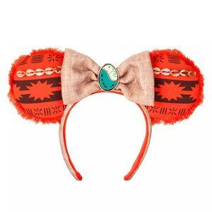 Disney Moana Ear Headband RAFFIA BOW PUKA SHELLS COTTON METAL PACIFIC ISLANDS